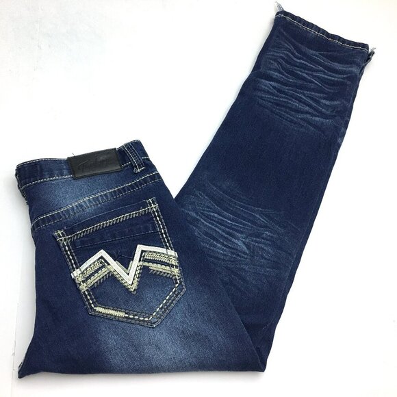 True Luck Men's Jeans Straight Leg Embroidered Pockets size 32 x 32 READ DESC. - Picture 1 of 9